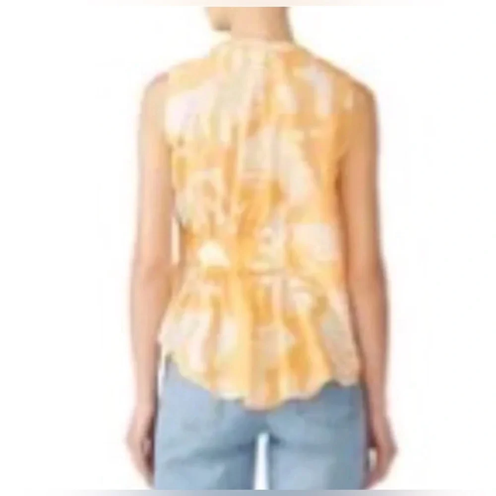 Genny Rent the Runway Tropical Orange Rouched top sz :US:0 - Picture 4 of 13